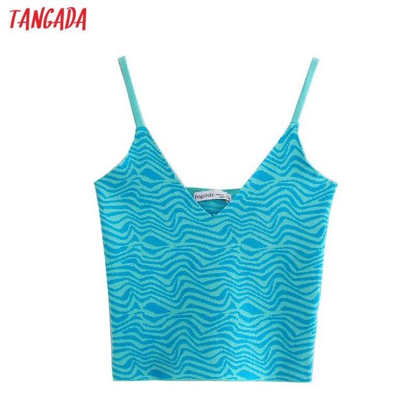 

women's tanks & camis tangada women knit crop spaghetti strap sleeveless backless short blouses shirts female 3n21, White