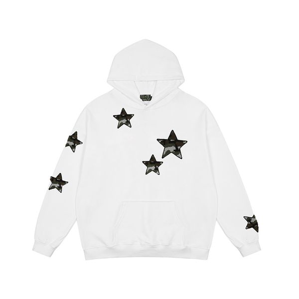

star patch embroidery sweatshirts mens autumn casual hoodies loose long sleeve pullover men, Black