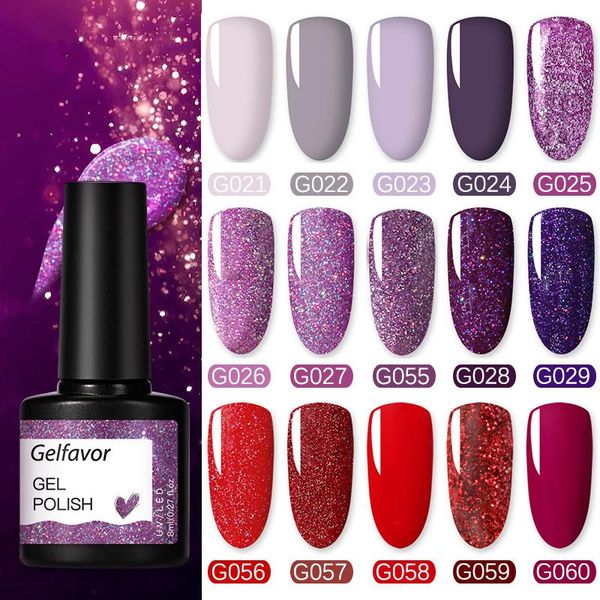 

nail gel uv art 8ml set led extend varnish mixed color shiny glue, Red;pink