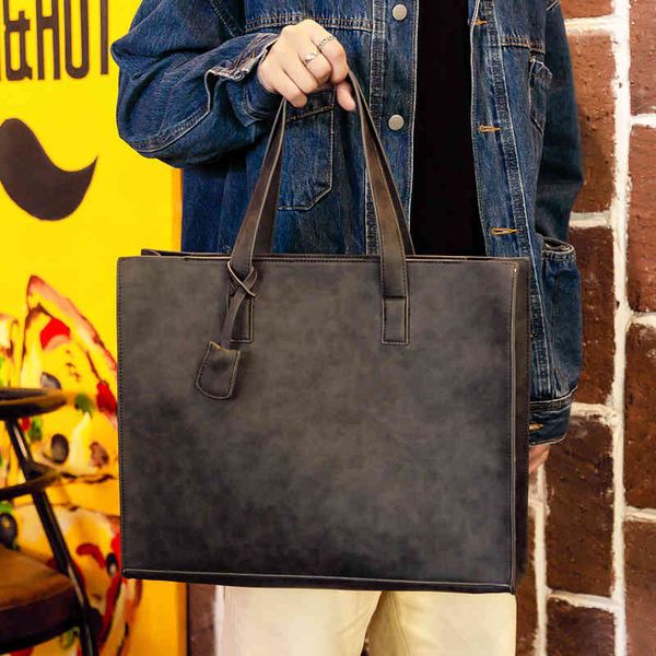 

handbag 2021 men's single shoulder tote bag horizontal portable high-capacity travel trend that women's universal messenger, Black;red