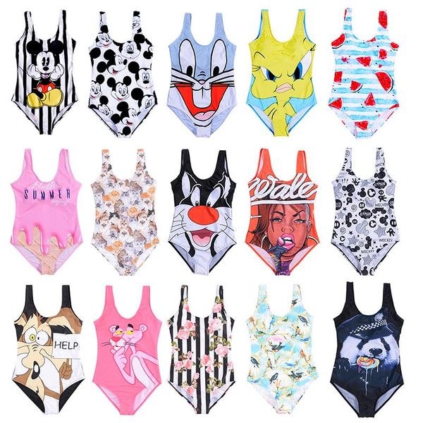 

women's swimwear 21 pattern 3d cartoon one-piece women open pack bikini 2021 monokini swimming suit backless beach wear swimsuit, White;black