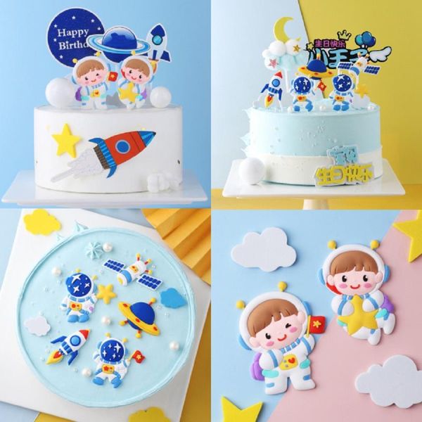 

other event & party supplies astronaut space theme children's birthday soft rubber cake er rocket ufo universe planet baking decorate