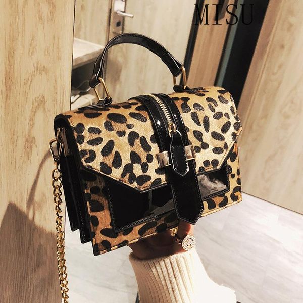

brand leopard shoulder bags for women 2021 women's crossbody chain bags fashion designer pu leather handbags mini flap bag