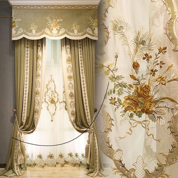 

curtain & drapes european style curtains for living dining room bedroom light luxury hollow embroidery finished product customization