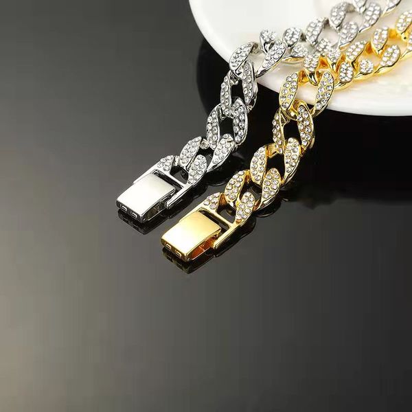 

designer jewelry hip hop bling fashion chains jewelry mens gold silver miami cuban link chain necklaces diamond iced out chian