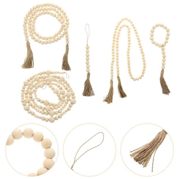 

other home decor 5 pcs tassel pendant diy wood bead retro style rope