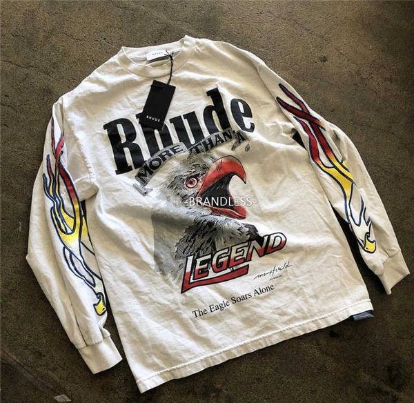 

rhude x maxfield la oversize t-shirt men women 1:1 long sleeve rhude x maxfield la t shirt rhude t-shirt t200420, White;black