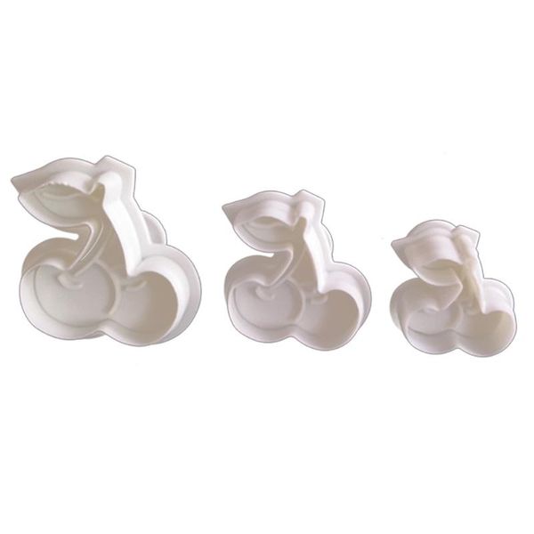 

cake tools 3pcs cherry fondant cookie punch mold plunger cutter white