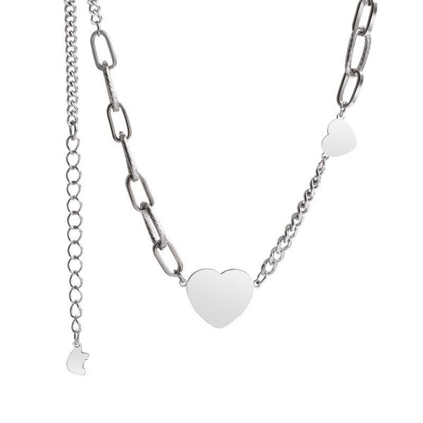 

pendant necklaces fashion low price jewelry double-layer titanium steel love girl torque vintage party necklace for girls, Silver