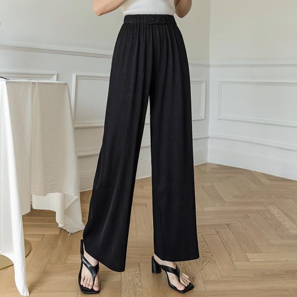 

women's pants & capris harteen spring autumn fashionable female wide leg ladies high waist thin loose casual womens clothing 2021 trous, Black;white