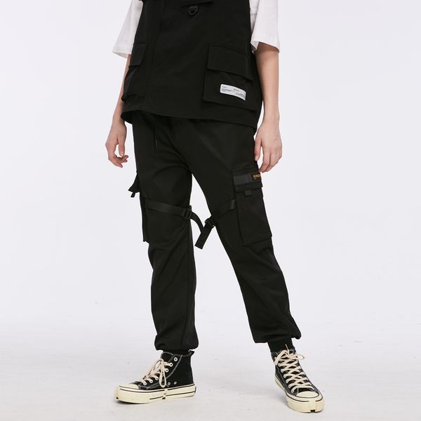 

new ribbons 2021 hip hop cargo men pocket streetwear harajuku techwear pants trousers harem joggers sweatpants black i5be