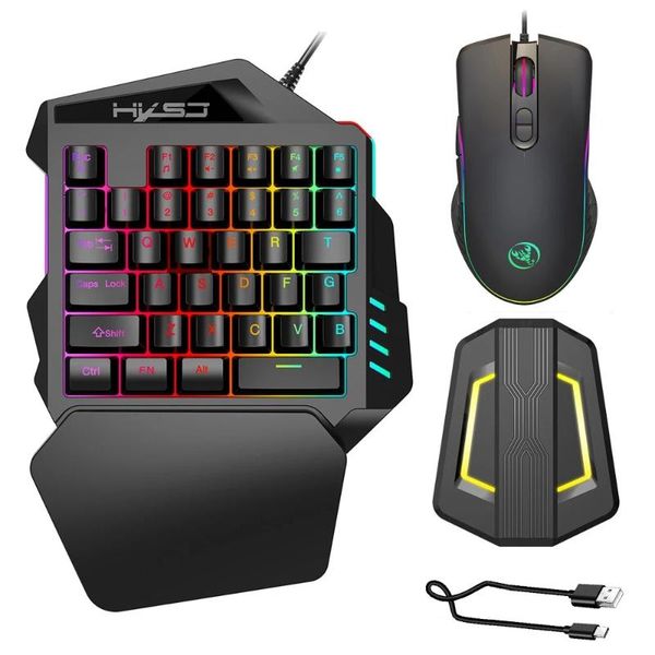 

keyboard mouse combos a867 rgb ergonomic wired gaming set v100 35 keys single-hand p6 portable keypad converter combo