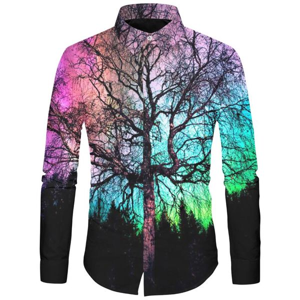 

men's casual shirts cloudstyle fashion print long sleeve for men button turn-down collar autumn streetwear, White;black