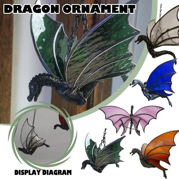 

decorative objects & figurines dragon hanging stained suncatcher, colored glass window hangings suncatcher craft decor home indoor