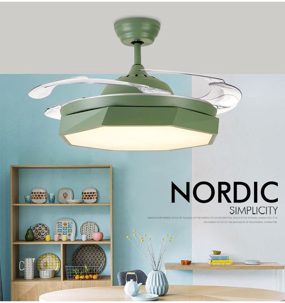 

42inch modern deluxe invisible fan lights acrylic leaf led ceiling fans 110v/220v wireless control ceiling fan light