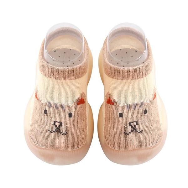 

first walkers 1@#1pcs khaki bear baby shoes toddler boy soft sole rubber outdoor cute animal booties anti-slip