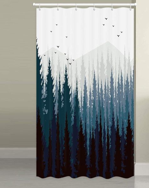 

shower curtains stall curtain set fabric rustic mountain forest scenery small bathroom bathtub screens with hooks