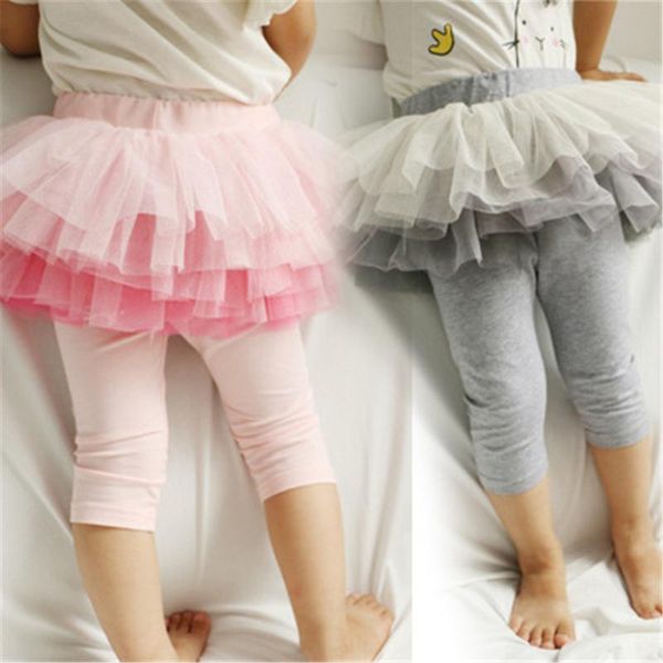 

trousers 2021 summer girls pants baby legging tutu layer mesh skinny princess party cake skirt pant 5351, Blue