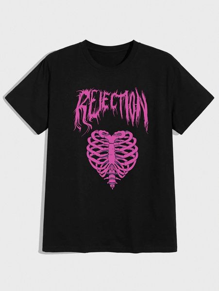 

romwe guys letter skeleton graphic tee 887z#, White;black