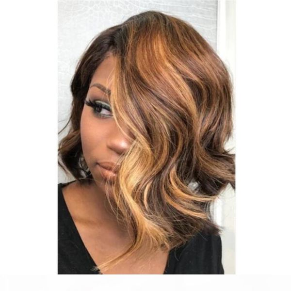 

highlights color human hair u part wigs 180%density ombre blonde natural wave hair brazilian remy glueless wigs for women, Black;brown