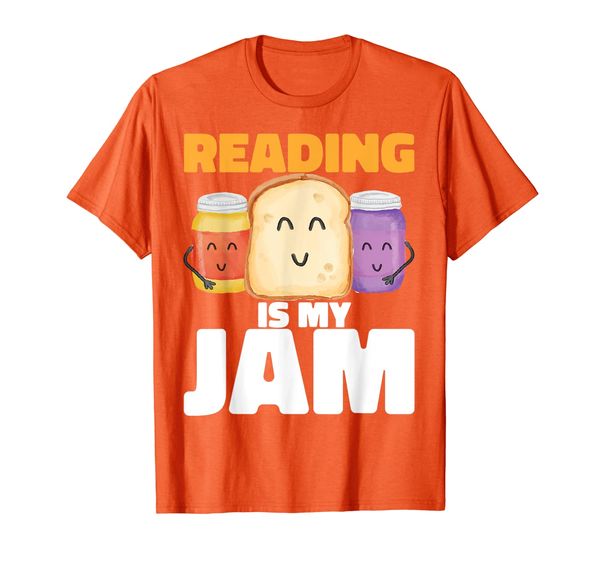 

READING IS MY JAM Funny I Love to Read Books Teacher Student T-Shirt, Mainly pictures