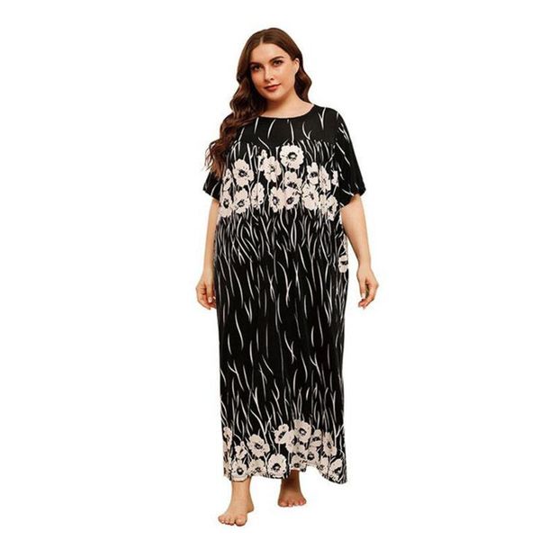

ethnic clothing muslim women printed long dress abaya o-neck arab kaftan middle east dubai loose summer short sleeve abayas casual fashion, Red