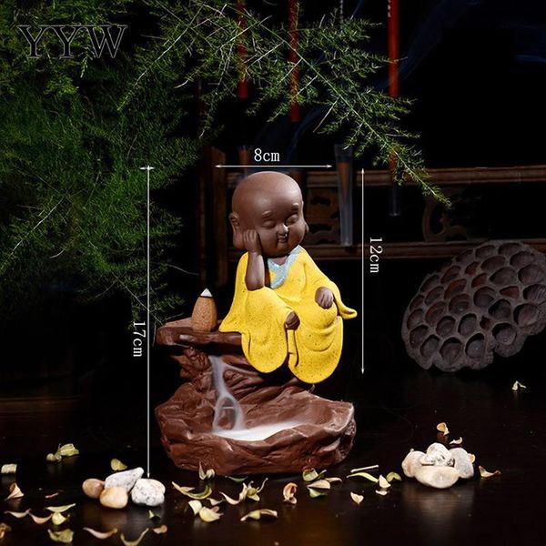 

fragrance lamps mini monk incense burner backflow sticks cones holder waterfall censer aroma white smoke home decor