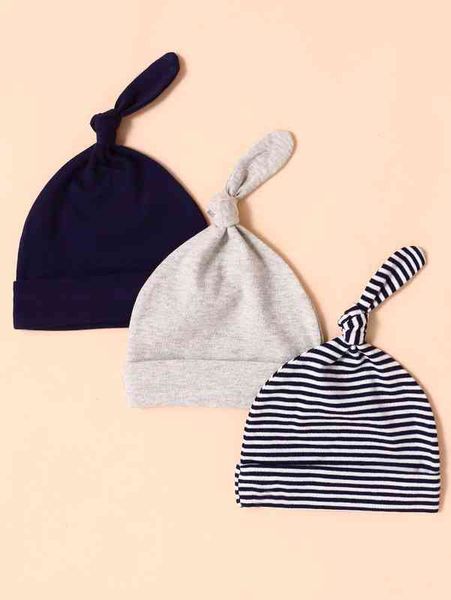 

3pcs baby striped hat she, Yellow