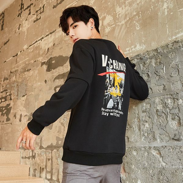 

2021 autumn winter new brand pocket cat letter printed men casual hoodies sweatshirt sportswear male fleece hooded jacket 20us, Black