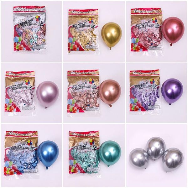 

party decoration 50/100pcs 5/10/12inch chrome metallic latex balloons globos inflatable helium balloon birthday decor ballon
