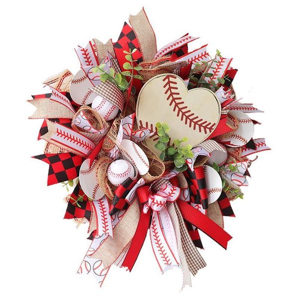 

decorative flowers & wreaths 30cm handmade wreath hanging baseball door welcome sign decor for home decoration accessories