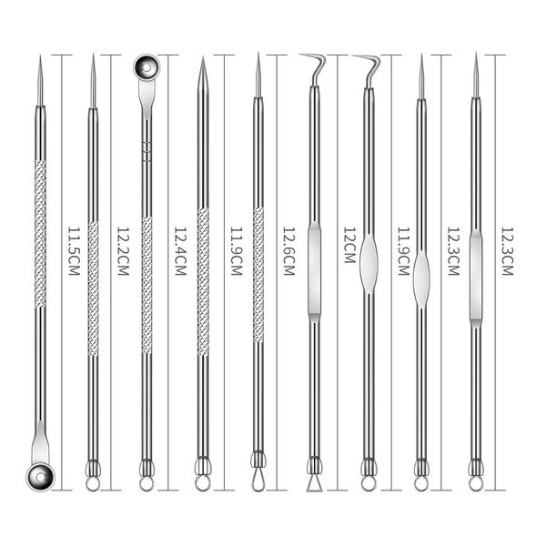 Pimple Popper Tool 9 PCS Comedone Extractor Extractor Kit для быстрого и легкого удаления прыщей с краными головками с удалением ухода за лобом и носом