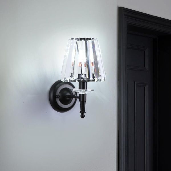 

wall lamp crystal light luxury american living room background bedside bedroom stair aisle black nordic lamps