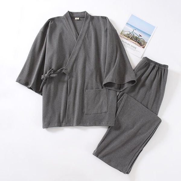

men's sleepwear men fleece pajamas suit nightgown 2pcs robe&pants gray homewear loose warm autumn nightwear pyjamas intimate lingerie, Black;brown