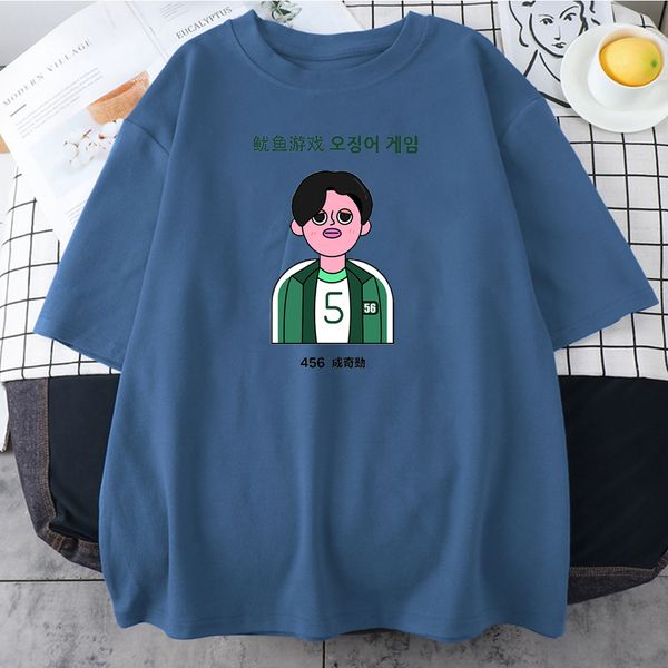 

korean tv squid game t shirt kawaii cartoon summer 456 tshirt graphic tees harajuku fashion korean style t-shirt, White