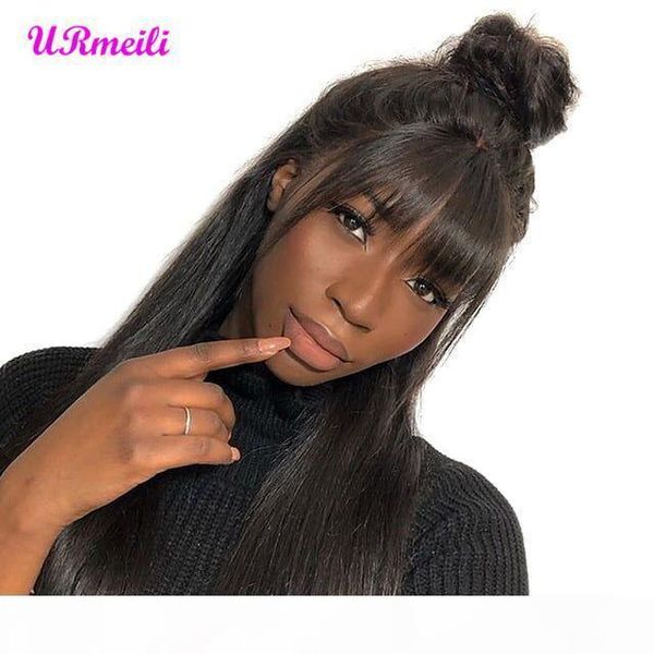 

360 lace frontal wig pre plucked with baby hair unprocessed remy brazilian virgin hair straight full lace human hair wigs for black women, Black;brown