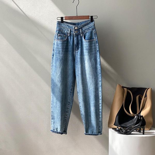 

women's jeans wide-legged loose high waist thin pants for women, Blue