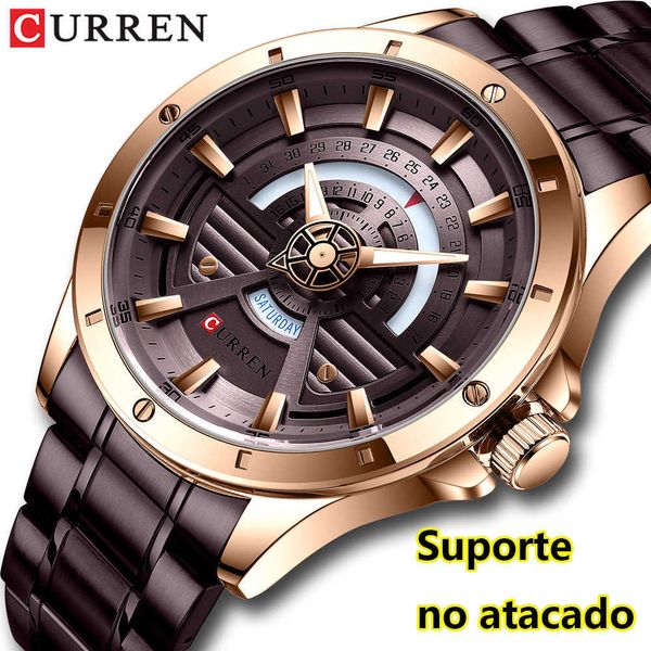 

men watches brand luxury curren business men wristwatches rose gold quartz watch men waterproof relogio masculino 210527, Slivery;brown