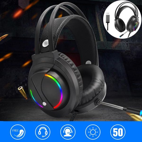 

gaming headset usb luminous over head gamer headphone with microphone wired earphones for tablet pc computer games in stock