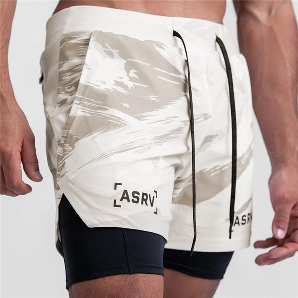 

men's shorts 2-in-1 camouflage summer running mensports jogging fitness training quick dry mens gym men short pants, White;black