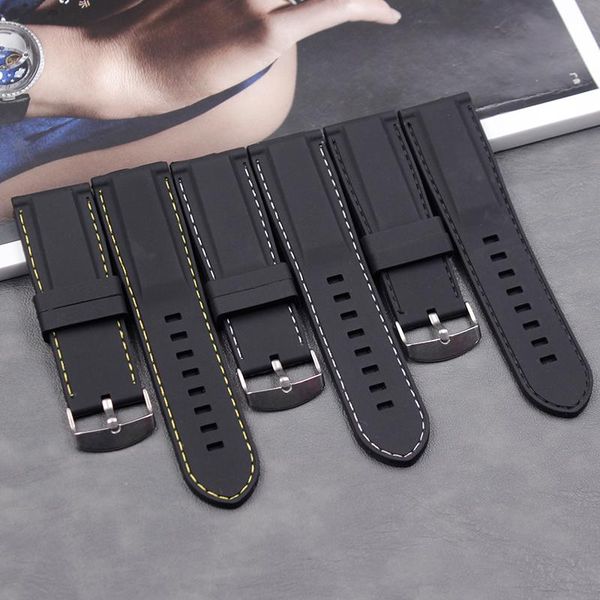 

watch bands accessories men's silicone strap 26mm ladies outdoor sports and leisure waterproof natural rubber buckle, Black;brown