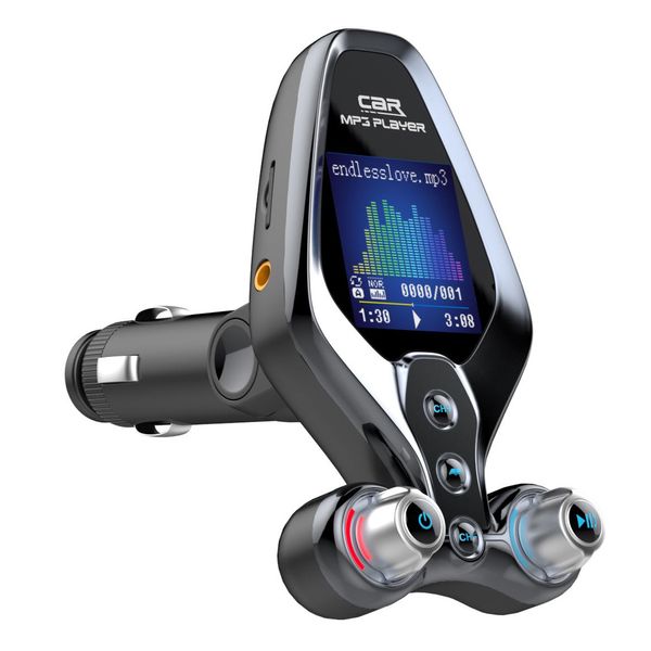 BT26 Autoladegerät Bluetooth 5.0 FM-Transmitter Dual-USB-Auto-MP3-Player Freisprecheinrichtung Ein-Tasten-Ein-/Aus-EQ-Modus Schnellladung