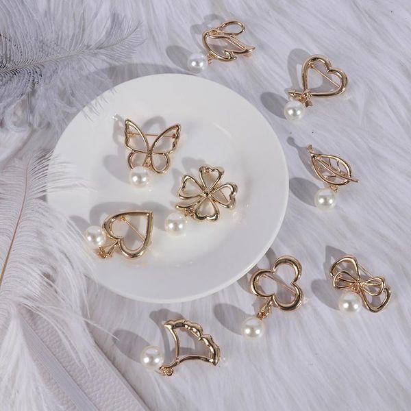 

pins, brooches fashion pearl charm safety pin brooch sweater cardigan clip chain jewelry, Gray