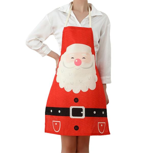 

aprons adults apron christmas style santa claus print waist cloth festival ornament cooking accessories for women men
