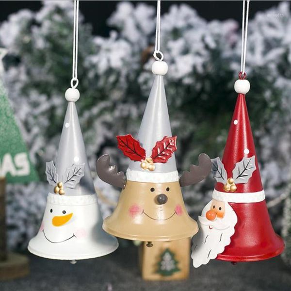 

christmas decorations 1pcs iron painted horn bell pendant tree decoration santa deer year xmas decor for home