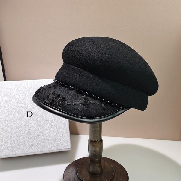 

stingy brim hats 2021 winter fedora for women japan wool felt equestrian hat fashion beret peaked cap celebrity luxury top, Blue;gray