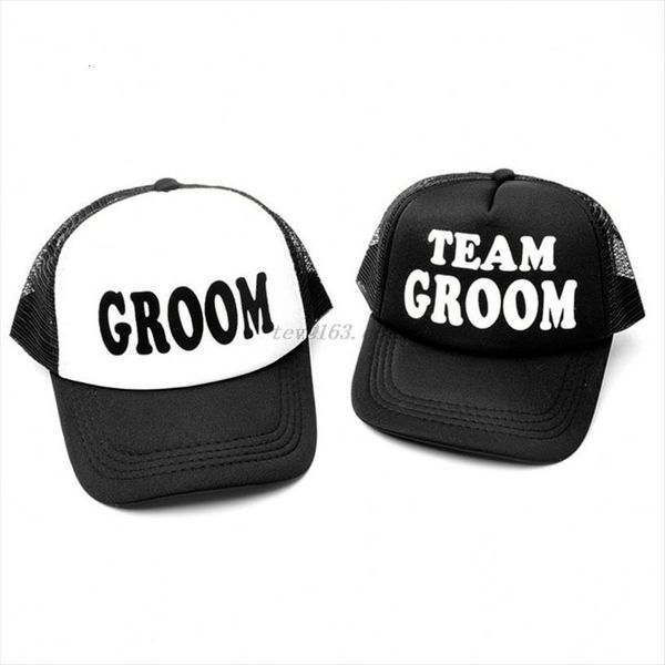 

groom drinking team print trucker hat men hip hop snapback baseball mesh cap, Blue;gray