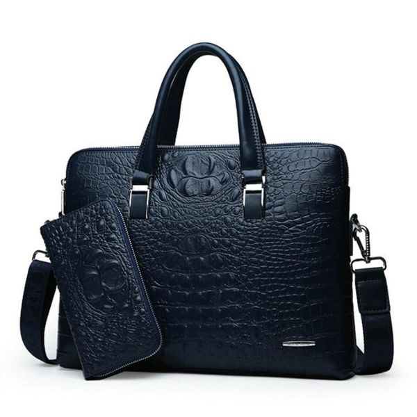 

men crocodile pattern briefcase bag cowhide leather man business bag shoulder messenger men lapfashion totes handbag