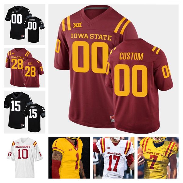 

iowa state cyclones college 12 hunter dekkers football jerseys 28 breece hall 15 brock purdy 72 jake remsburg 23 mike rose custom men women, Black