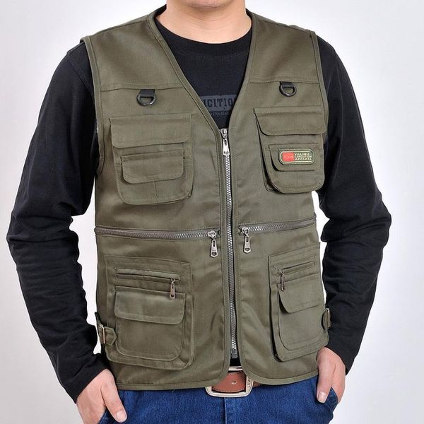 

men's vests mens pographer baggy waistcoat men cotton multi pocket vest summer male casual thin sleeveless jacket with many pockets, Black;white